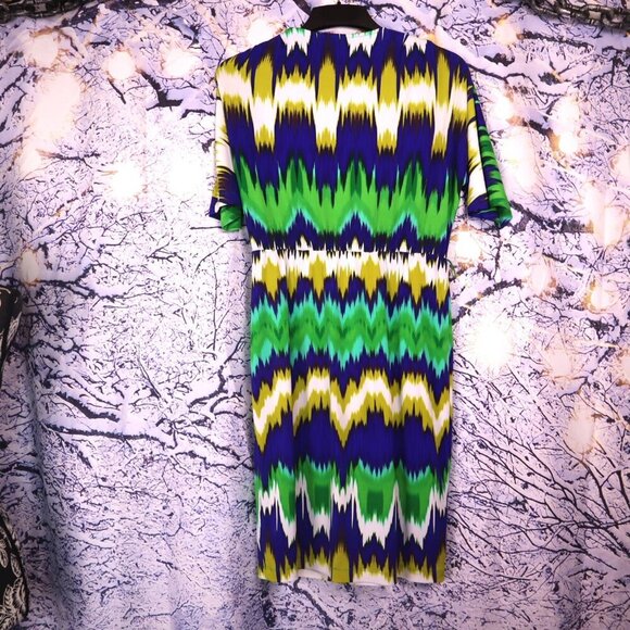 BRIGHT BRUSHSTROKES DRESS 4 Calvin Klein Mardi Gras Office Party Wrap Surplice - Picture 9 of 14